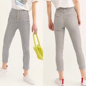 Free People Frankie High Rise Skinny Pants - NAVY + WHITE